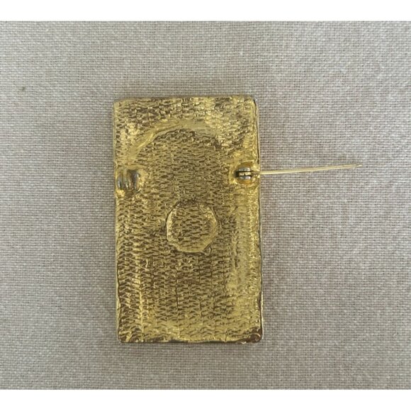 Vintage Modernist Cubism Gold Tone Abstract Face Brooch Pin Pablo Picasso Style - Picture 2 of 4